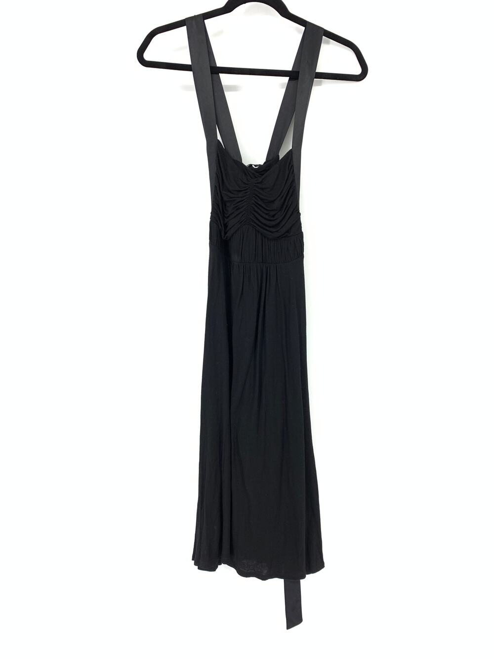Theory Dress Women's Size M Minka Lush Ruched Front Tie Waist Sleeveless Black